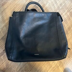 Fossil Black Leather Backpack Purse